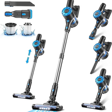 Cordless Stick Vacuum Cleaner 6 in 1, 10 Kpa Powerful Suction, Lightweight Handheld Vacuum with Detachable Battery